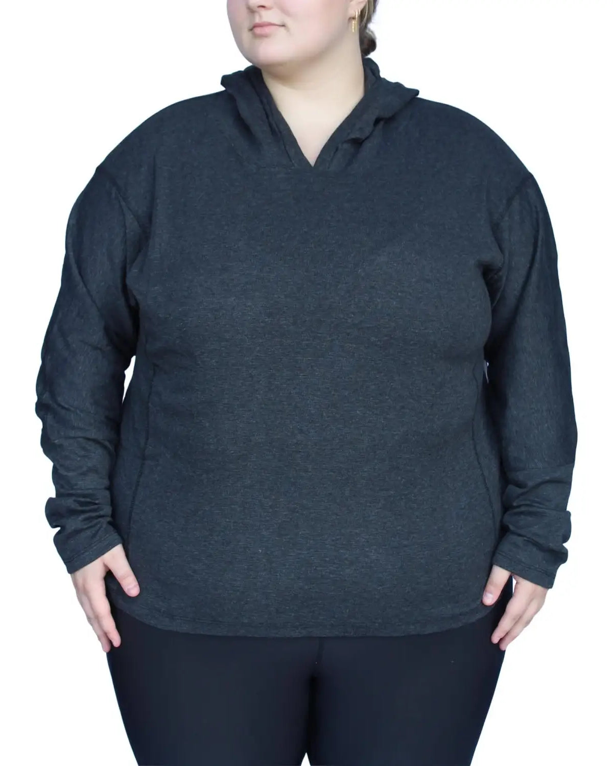 Gray hooded sweatshirt from Snow Country Outerwear Women’s Plus Size Athleisure Wear