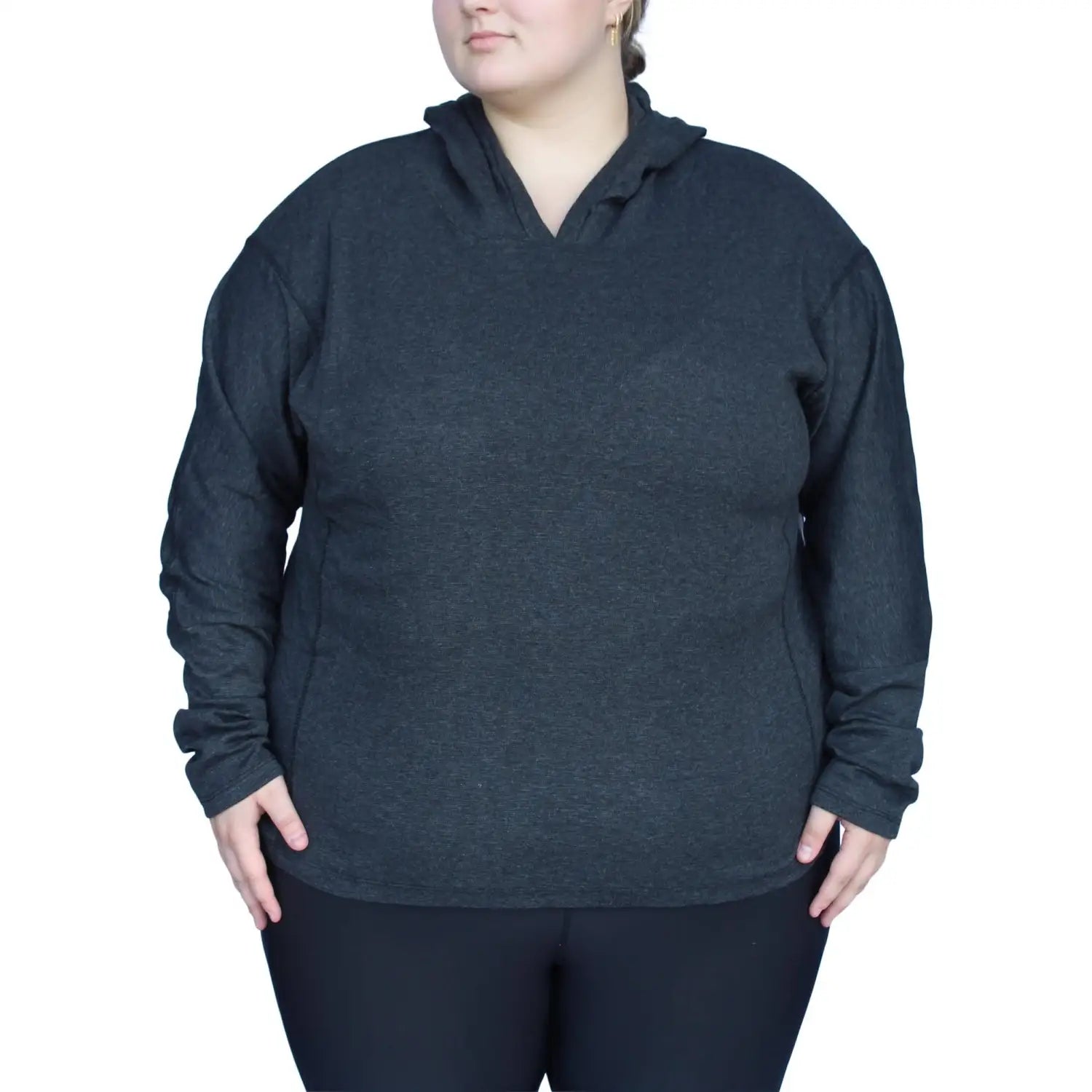 Gray hooded sweatshirt from Snow Country Outerwear Women’s Plus Size Athleisure Wear