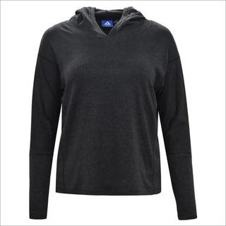 Black long-sleeved hooded shirt from Snow Country Outerwear Plus Size Athleisure collection