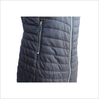 Black quilted plus size insulated vest with zippers for women’s outerwear
