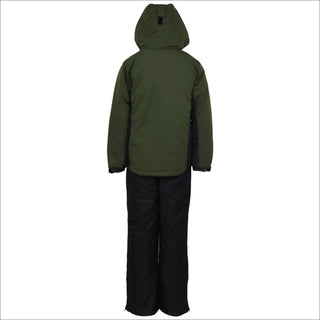 Green hooded jacket and black pants from Snow Country Outerwear Boys 8-18 Youth snow snowsuit