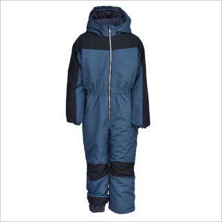 Blue and black hooded snowsuit for boys Jr youth winter snow coveralls