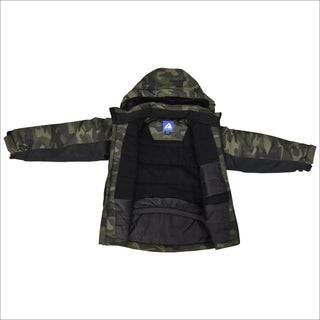 Open camouflage winter jacket from Snow Country Outerwear for boys youth S-L insulated snow coat
