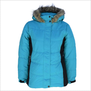 Blue winter coat with fur-trimmed hood from Snow Country Outerwear for Girls Kids Youth