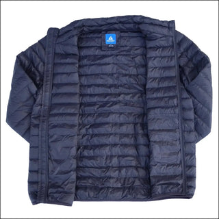 Open navy puffer jacket displayed on Men’s Big 2XL-7XL Packable Down Jacket Outerwear