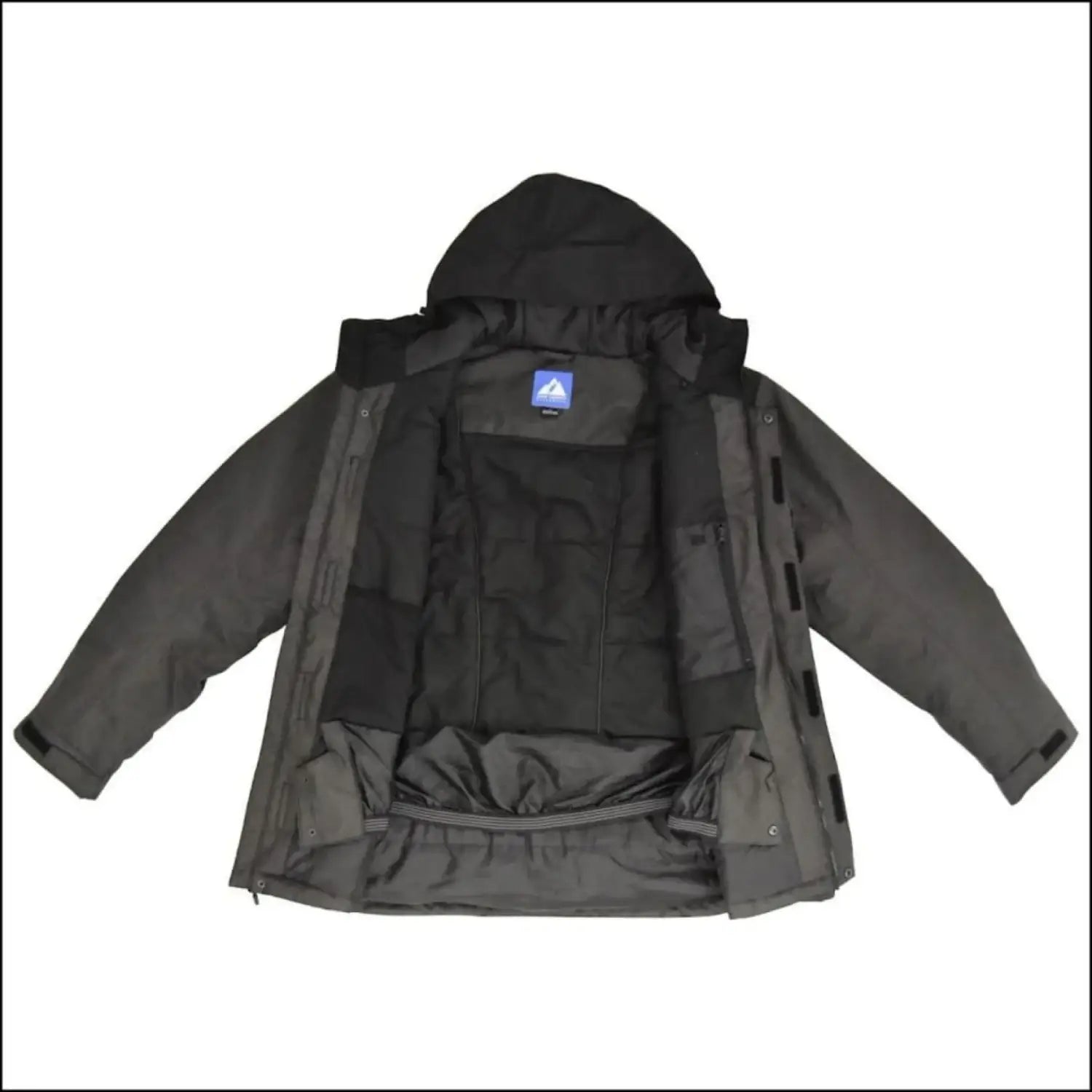 Open gray hooded jacket from Snow Country Outerwear Men’s Big Sizes Winter Parka