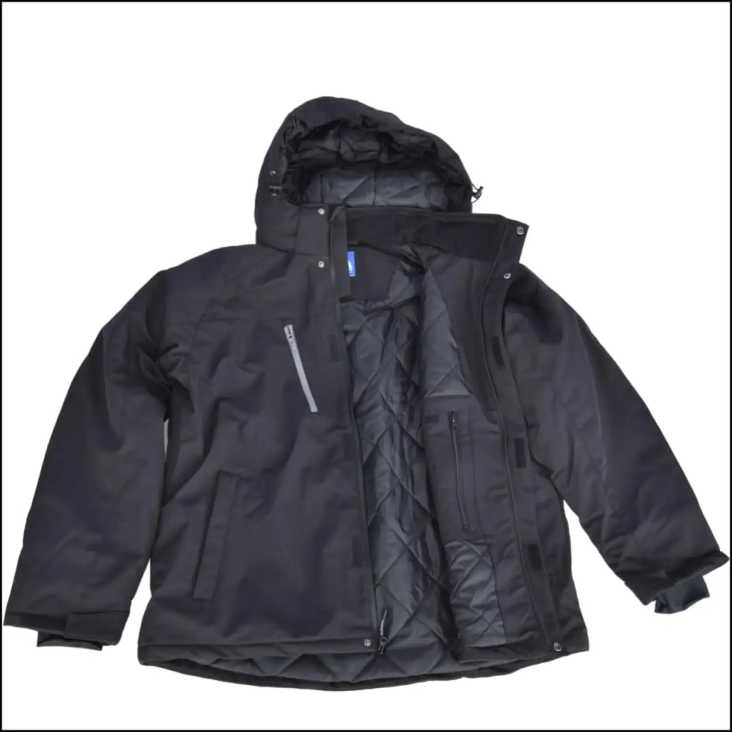 Open black winter jacket with hood from Snow Country Outerwear Mens Siberian III collection