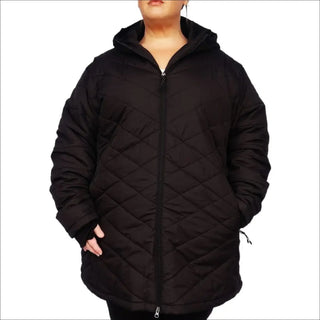 Black quilted hooded jacket from Women’s Plus Size 1X-6X Mid Length Juniper Insulated Parka Coat Winter