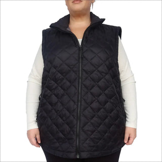 Black quilted insulated vest for women plus size 1X-6X Savvy Outerwear