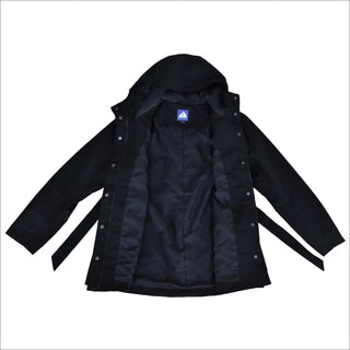 Open black hooded jacket from Snow Country Outerwear Women’s Rain Jacket Plus Size Trench Coat
