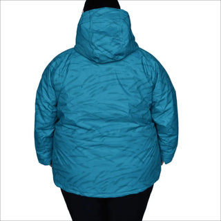 Blue hooded puffer jacket from Womens Plus Size Trust Snowboarding Ski Coat Collection