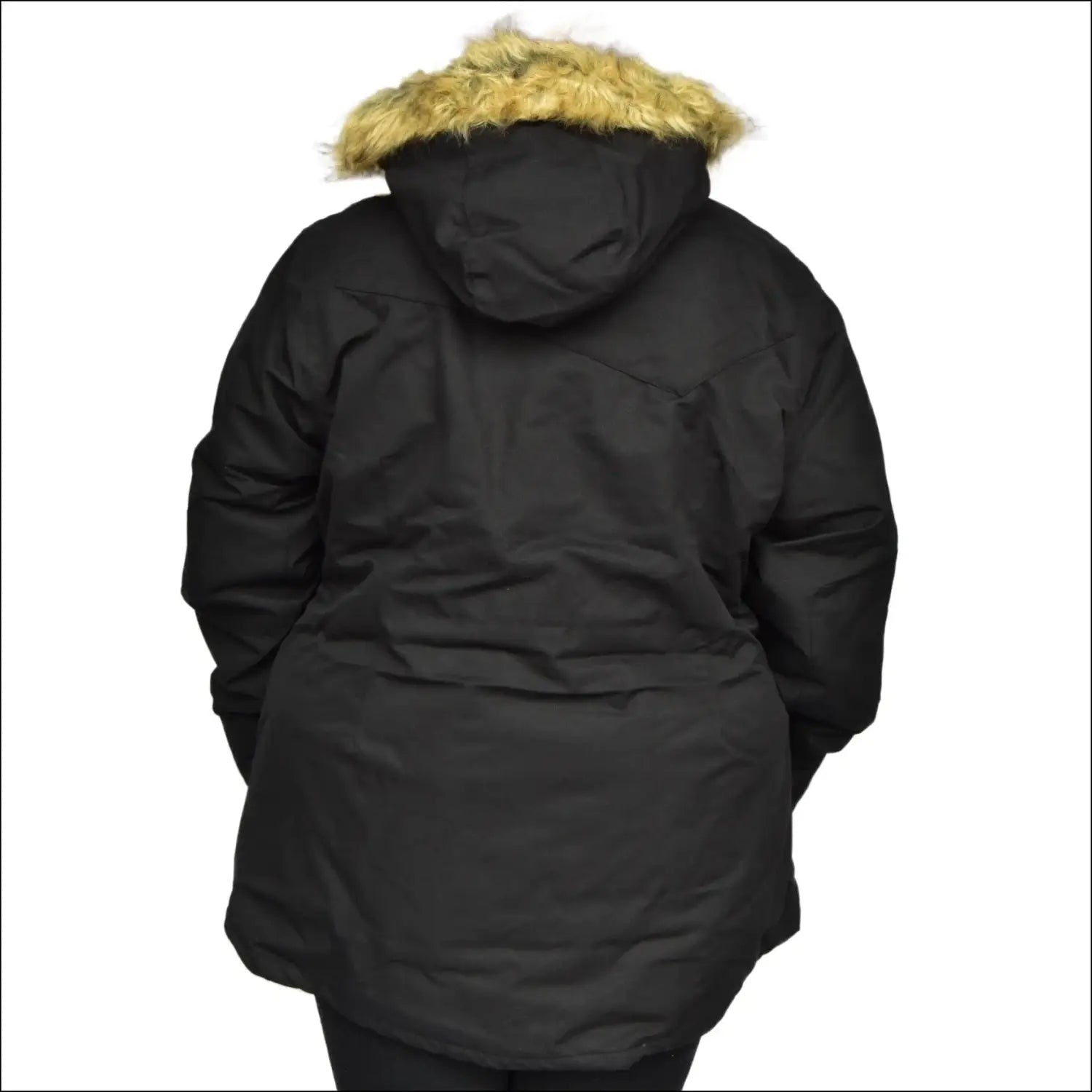 Black parka with fur-trimmed hood from Snow Country Outerwear Women’s Plus Size Fortress Winter Snow Ski Coat Jacket 1X-6X
