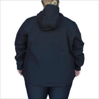 Black hooded micro fleece soft shell jacket for women plus size spring and fall outerwear