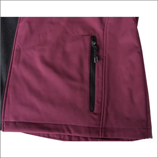 Maroon plus size softshell jacket with zippered pocket for women Spring or Fall Outerwear