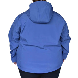 Blue hooded jacket from Women’s Plus Size Micro Fleece Soft Shell Classic Jacket Coat