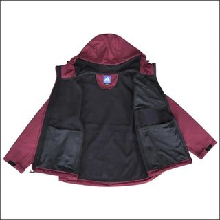 Open maroon hooded jacket from Women’s Plus Size Micro Fleece Soft Shell Classic outerwear