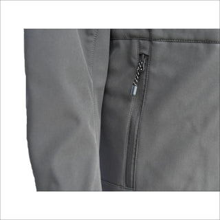 Gray jacket with zippered pocket from Women’s Plus Size Stowe Mid Length Soft Shell Jacket