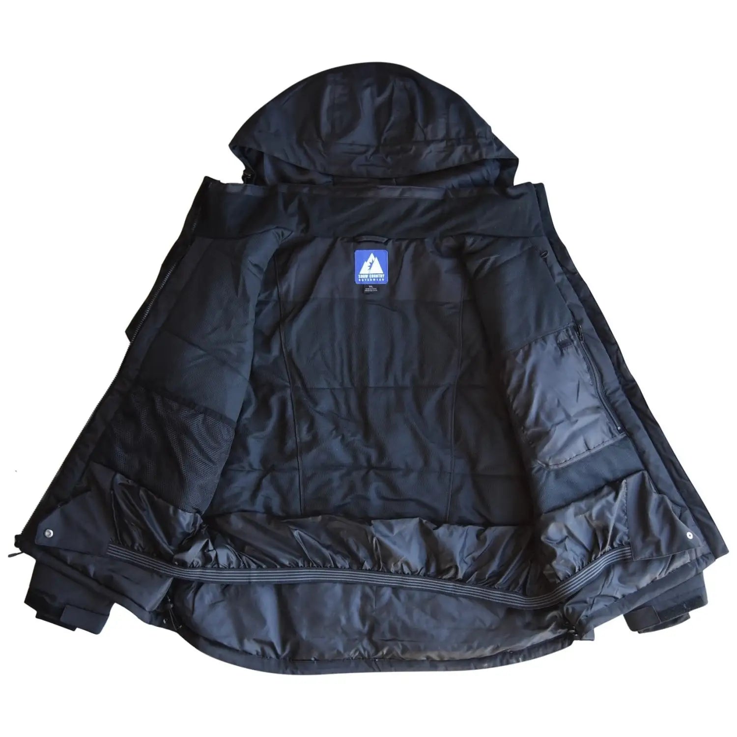 Open black hooded winter coat from Snow Country Outerwear Plus Size Ski Jacket