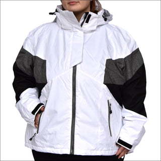 Snow Country Outerwear Women’s Plus Size Moonlight Insulated Winter Ski Coat 1X-6X - 1X / White Black grey - Women’s Plus Size