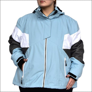 Snow Country Outerwear Women’s Plus Size Moonlight Insulated Winter Ski Coat 1X-6X - 1X / Baby Blue Grey White - Women’s Plus Size
