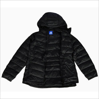 Black hooded puffer jacket for women plus size 1X-6X packable down outerwear