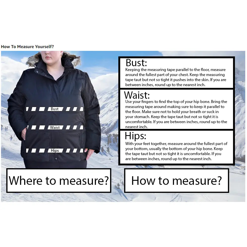 Clothing measurement guide for Women’s Plus Size 1X-6X Synthetic Down Vest outerwear