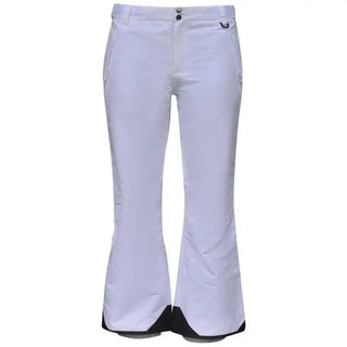White flared ski pants from Snow Country Outerwear for women, insulated and stylish
