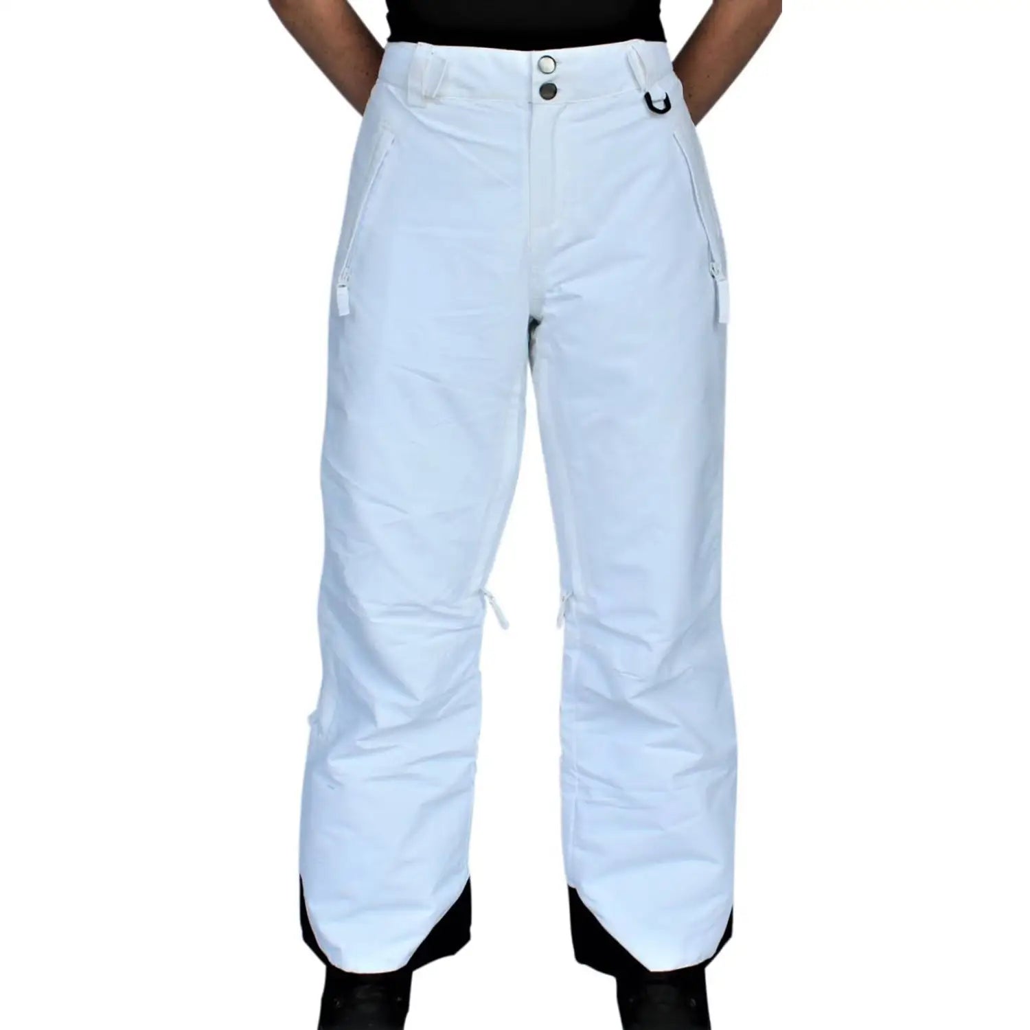 White snow pants from Snow Country Outerwear for women, insulated ski and snowboard pants