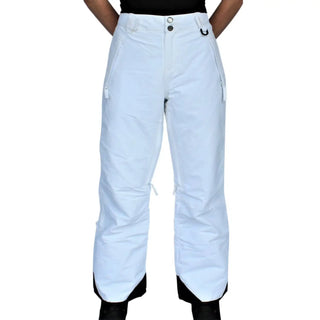 White snow pants from Snow Country Outerwear for women, insulated ski and snowboard pants