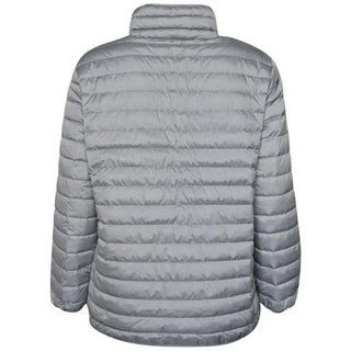 Gray quilted puffer jacket for women in plus size, packable down jacket on clearance