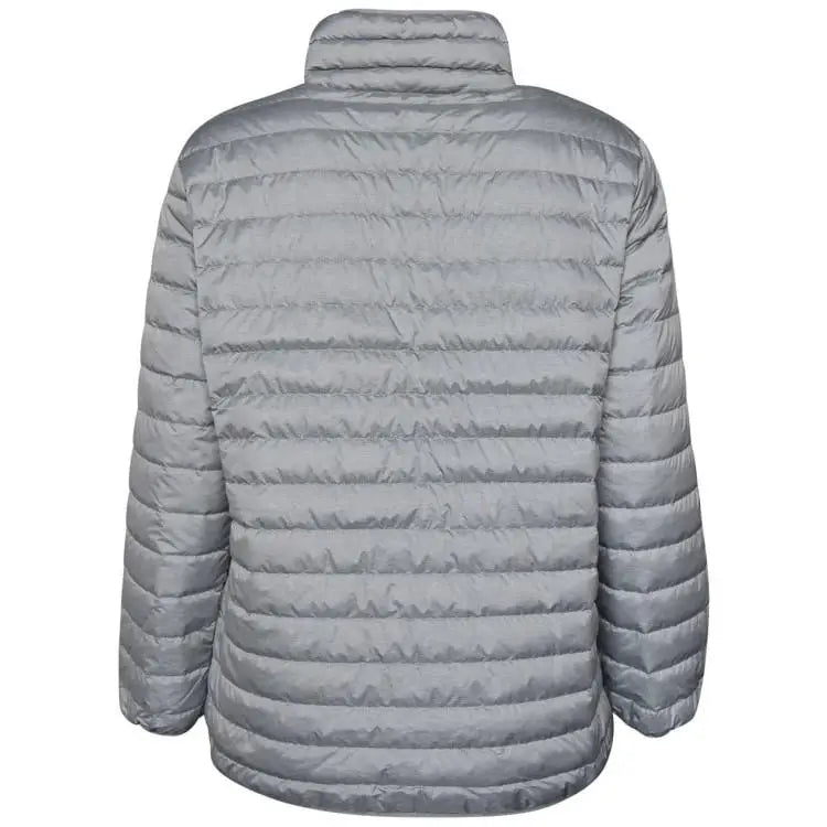 Gray quilted puffer jacket for women in plus size, packable down jacket on clearance