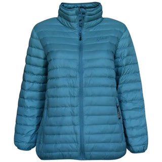 Teal quilted puffer jacket in the Sportcaster Women’s Plus Size Packable Down Jacket 1X CLEARANCE