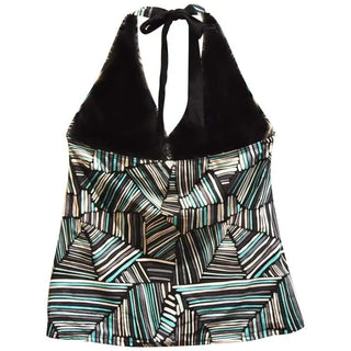 Heat Women’s Plus Size Halter Tankini Top with Geometric Pattern for Flattering Fit