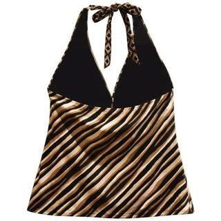 Zebra-striped halter top from Heat Women’s Plus Size Halter Tankini Swimsuit collection