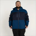 Blue and navy hooded insulated winter ski jacket for men large sizes outerwear