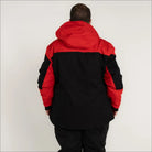 Red and black hooded winter ski jacket for men in big sizes insulated snow coat