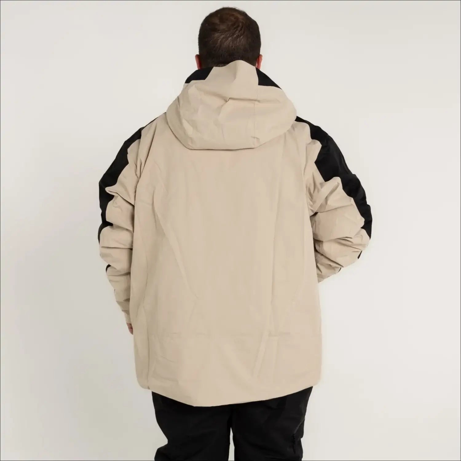 Beige and black hooded insulated winter ski jacket for men in 2XL to 7XL sizes