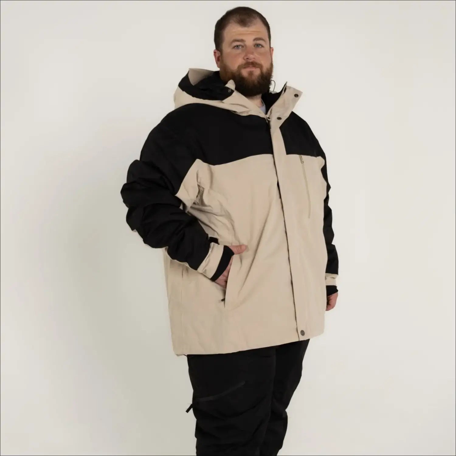Men’s two-tone insulated peak winter ski jacket snow coat for cold weather outdoor activities