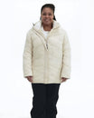 Winter White Geneva women's plus size mid length synthetic down jacket, front