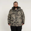 Camouflage hooded insulated winter patrol ski jacket coat for men in large sizes