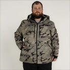 Men’s camo hooded insulated patrol ski jacket coat for winter snow outdoor activities