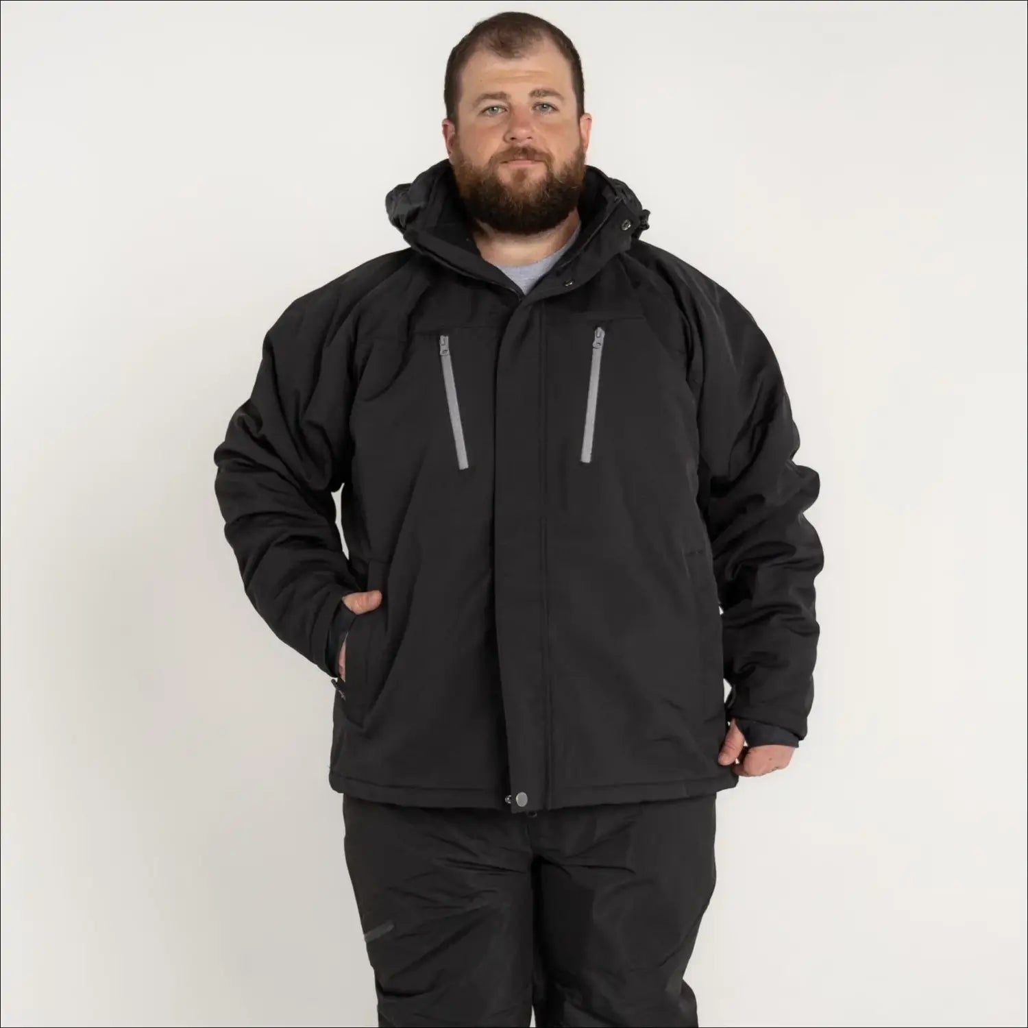 Black winter jacket and pants set from Snow Country Outerwear for Big Sizes 2XL to 7XL