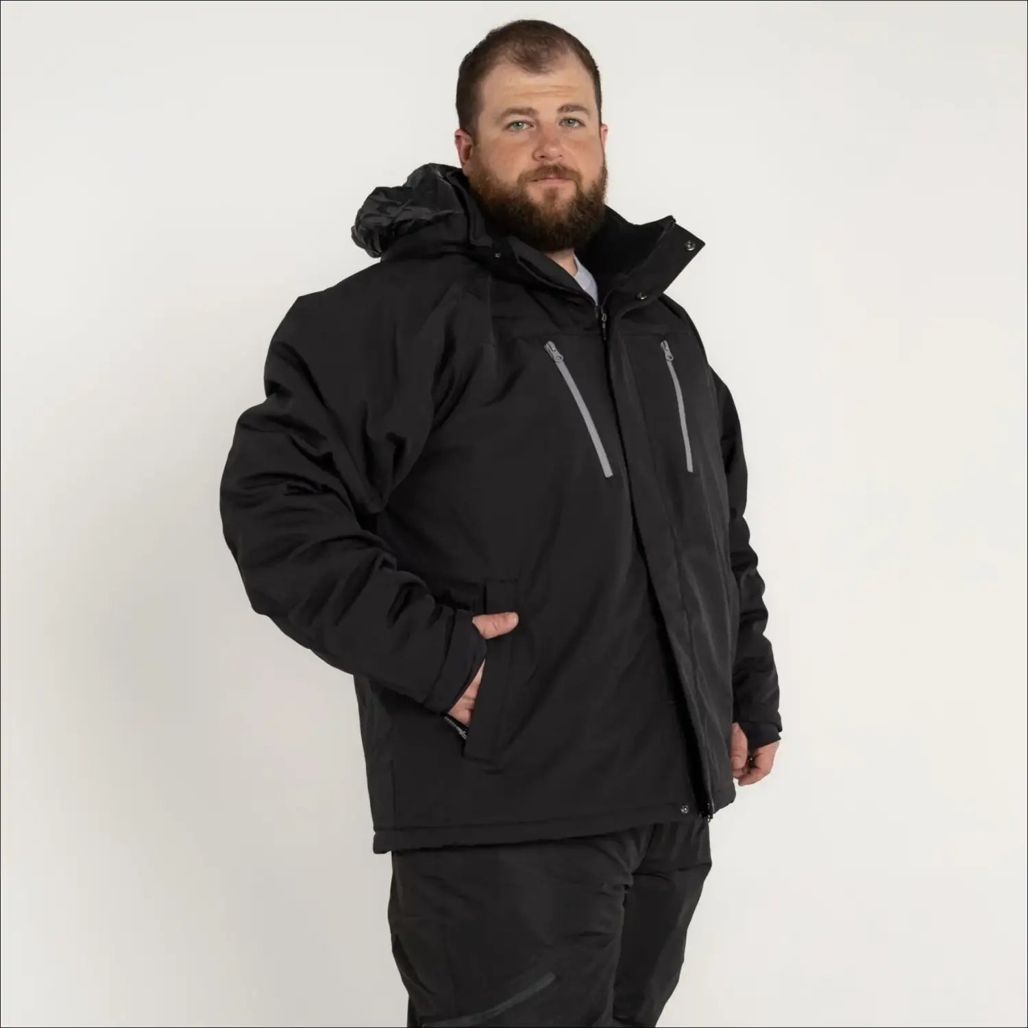 Black winter jacket with hood from Snow Country Outerwear Mens Big Sizes Siberian III