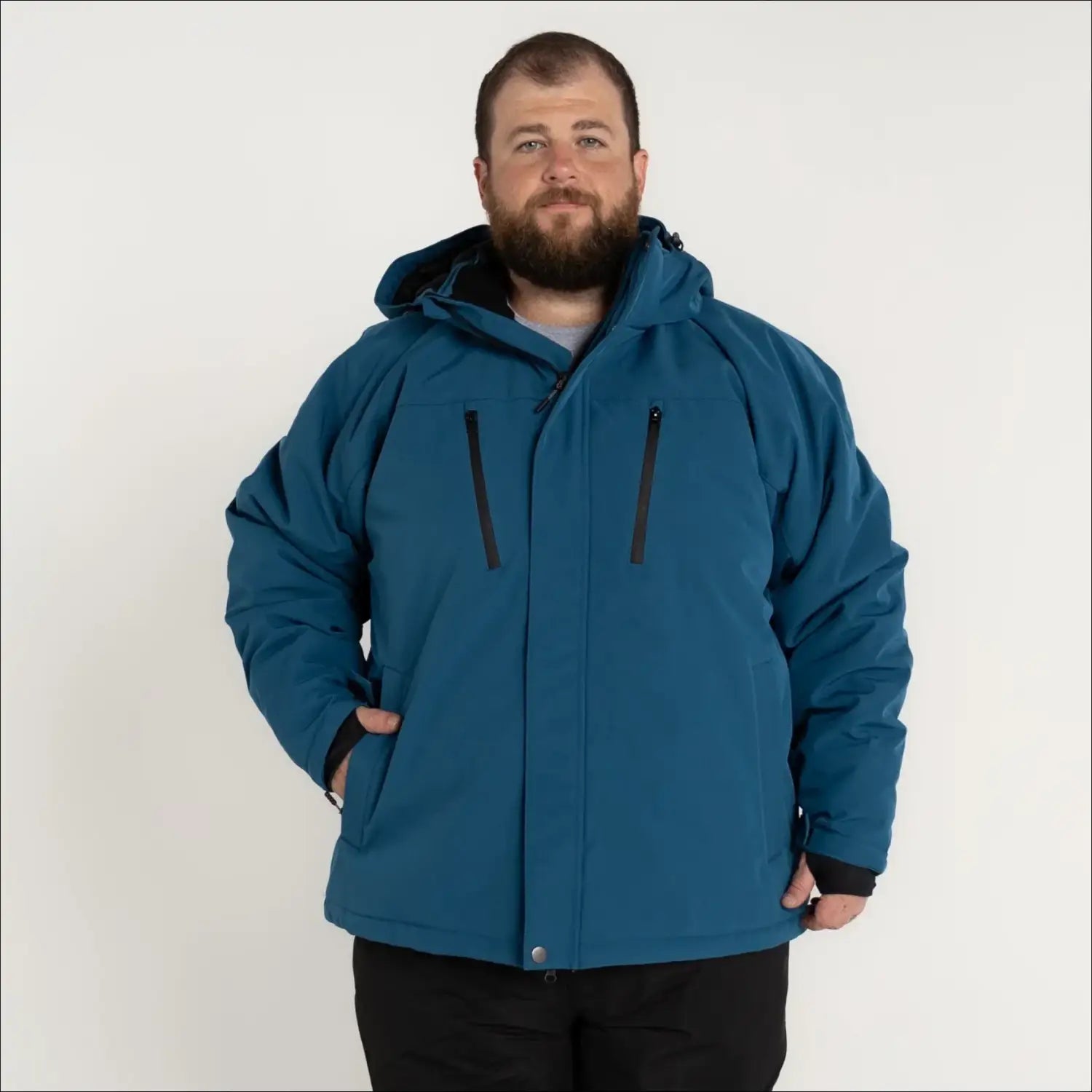 Blue hooded winter jacket from Snow Country Outerwear Mens Big Sizes Siberian III collection
