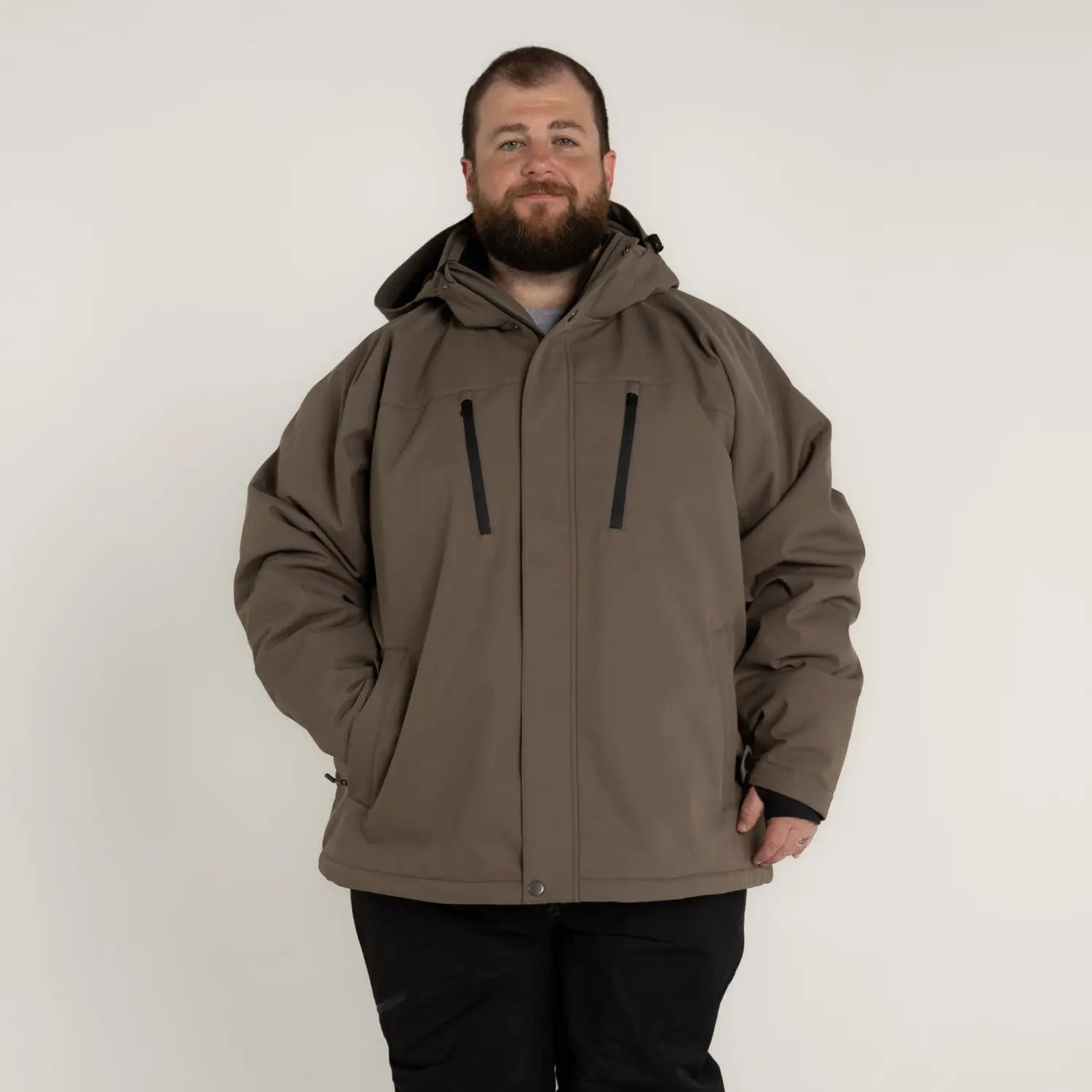 Men’s brown hooded winter jacket from Snow Country Outerwear in big sizes Siberian III