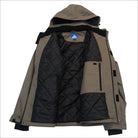 Open tan hooded winter coat from Snow Country Outerwear Men s Siberian III jacket