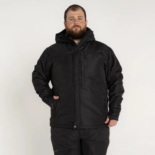 Black hooded winter jacket from Men’s Big Sizes 2XL-7XL Snow Ski Mountaineer Outerwear