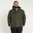 Olive green hooded winter jacket for men in big sizes 2XL to 7XL for snow skiing