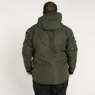 Olive green hooded puffer jacket for men in big sizes 2XL-7XL winter snow ski gear