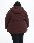 Bourbon Geneva women's plus size mid length synthetic down jacket, back with hood